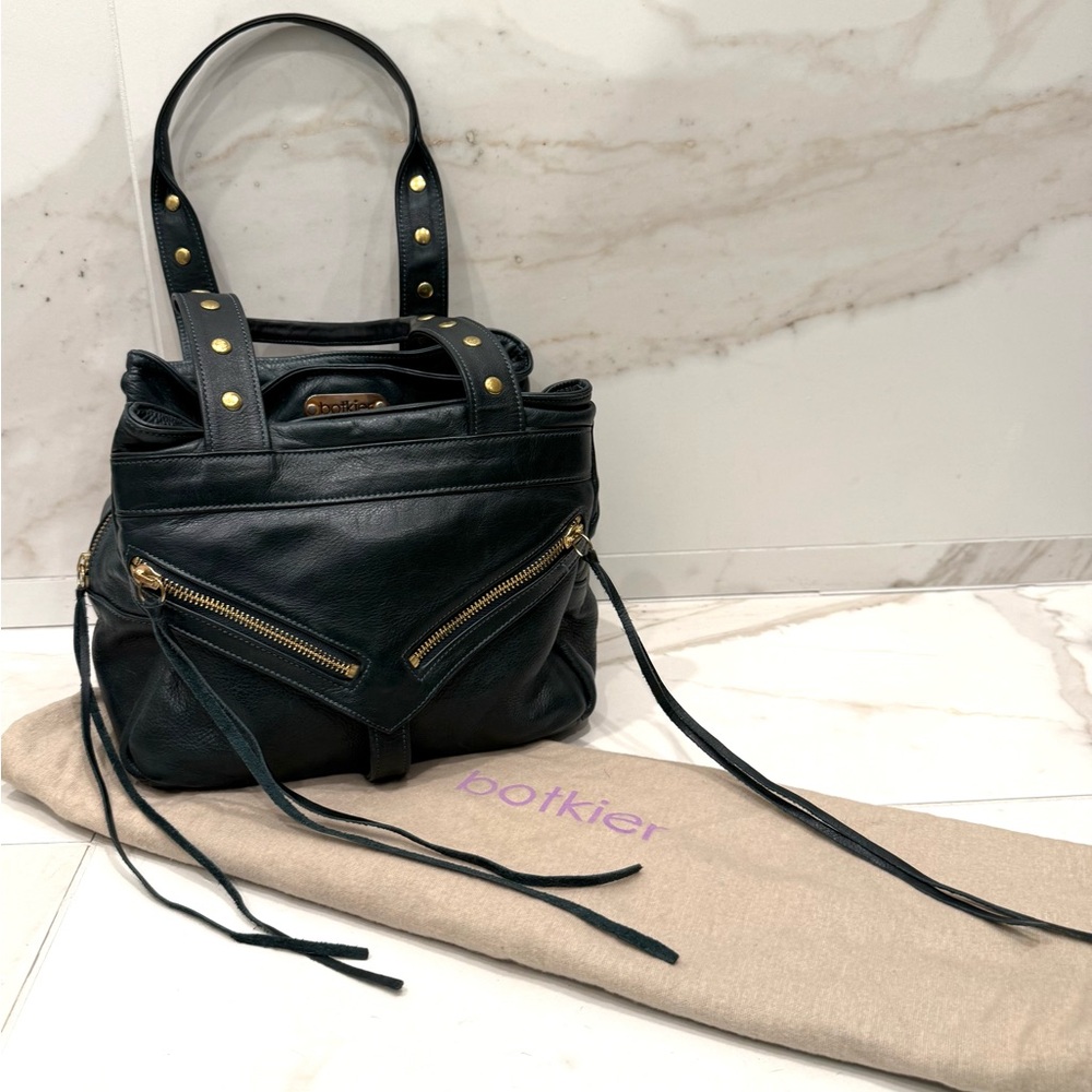 Botkier Dark Green Leather Small Trigger Bag with Gold Details - Picture 3 of 11